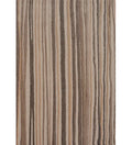 A close-up of a striped fabric or wallpaper pattern featuring vertical lines in beige, tan, brown, and gray.