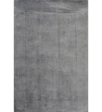 A square gray area rug with a subtle textured surface and a faint rectangular border design in the center, shown flat against a white background.