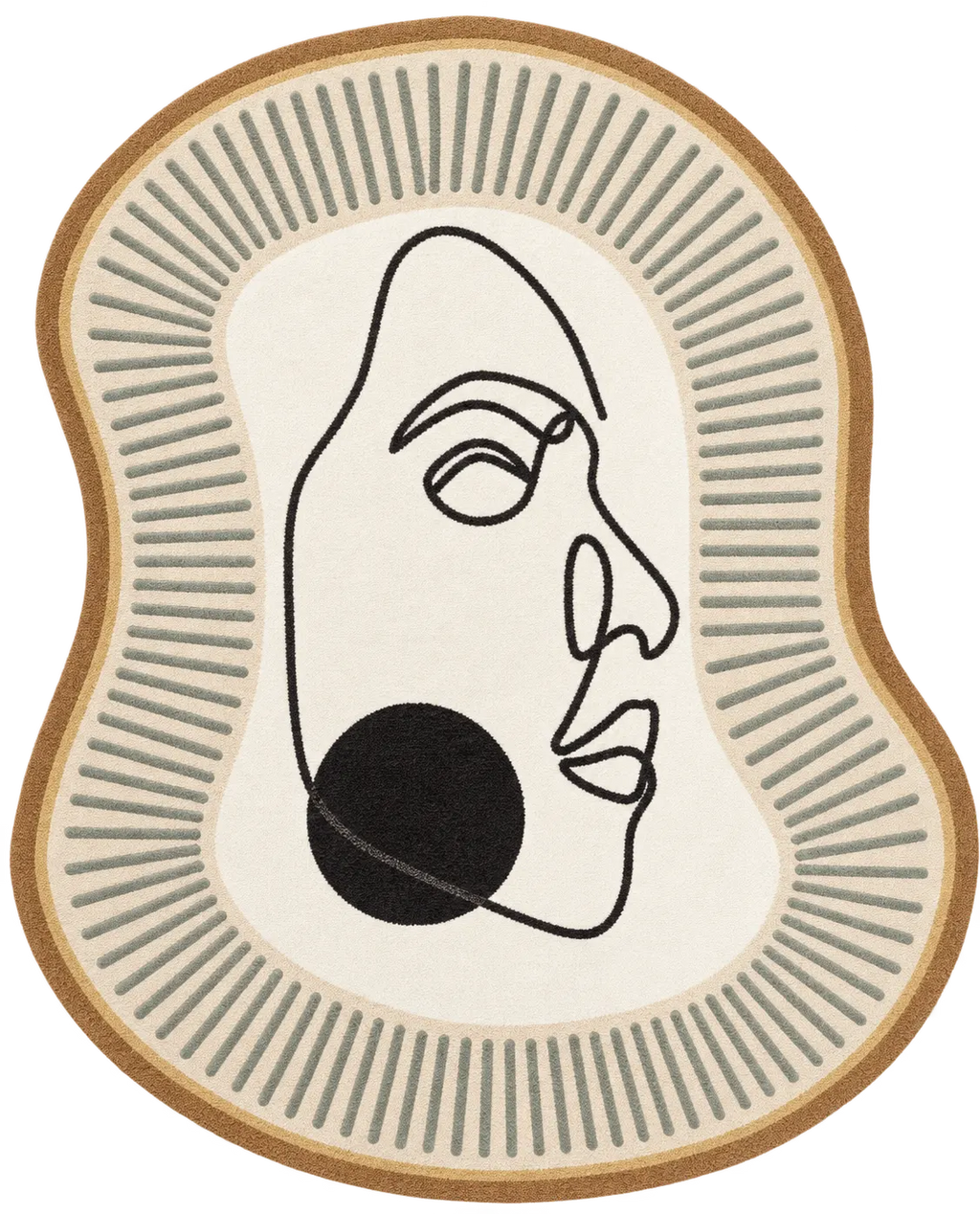 Black Dot Abstract Face Hand-Tufted Wool Rug