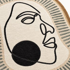 Black Dot Abstract Face Hand-Tufted Wool Rug