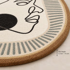 Black Dot Abstract Face Hand-Tufted Wool Rug