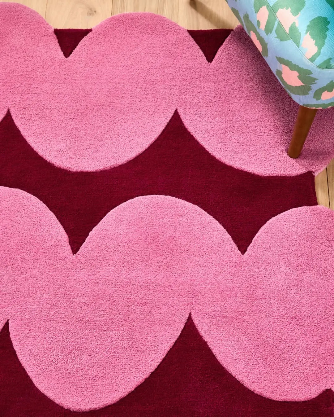 Blush Scallop Wool Rug Hand-Tufted