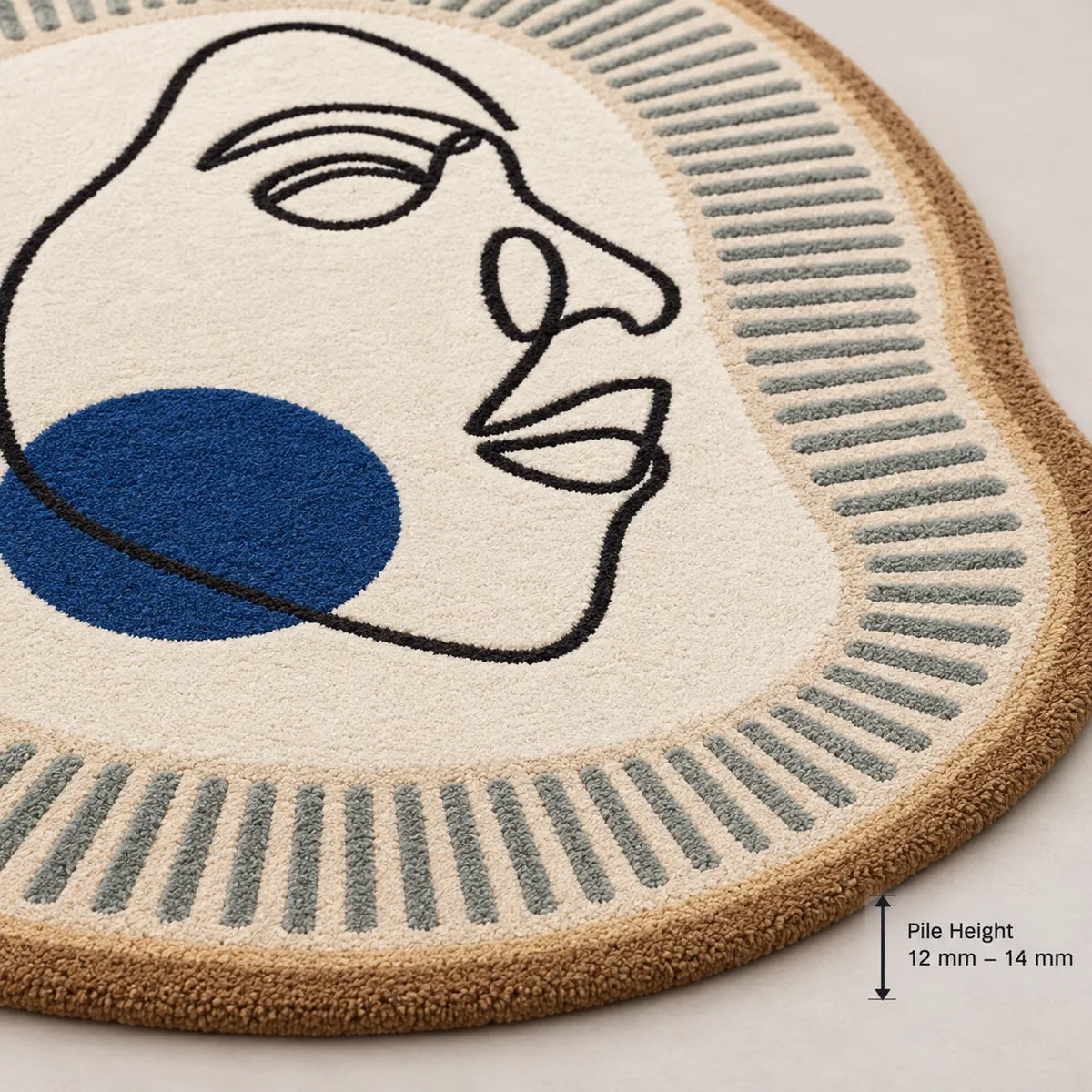 Blue Dot Abstract Face Hand-Tufted Wool Rug