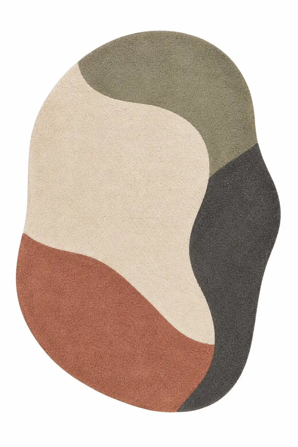 Colorful abstract rug with geometric pattern on a white background
