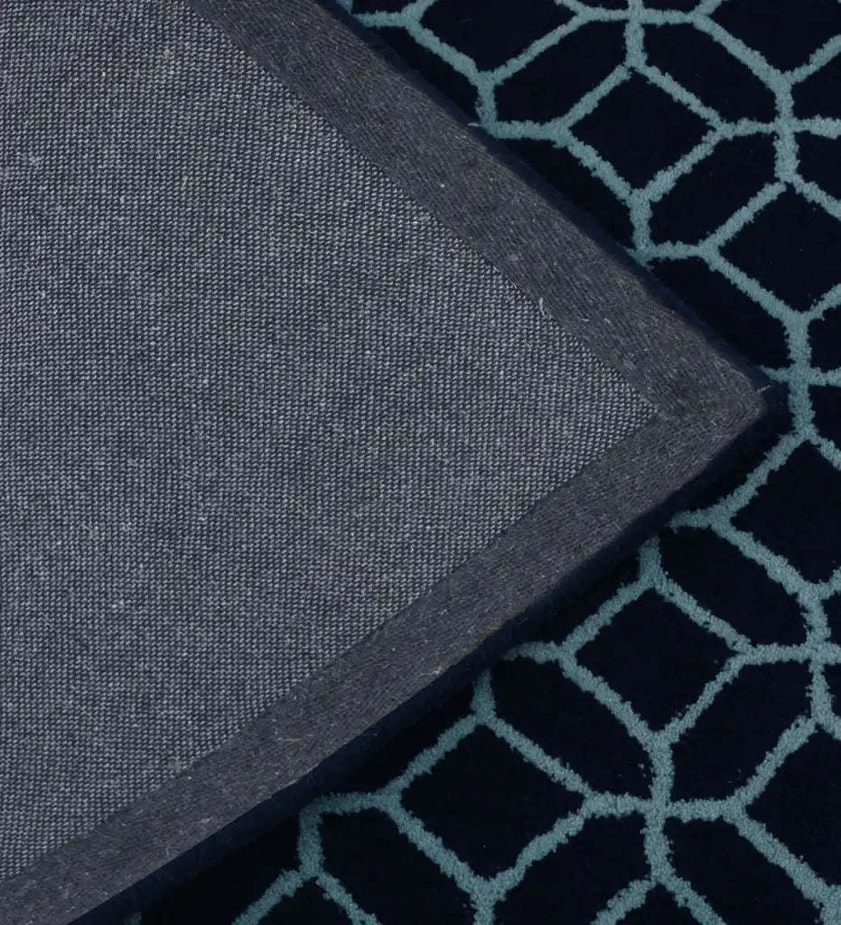 Midnight Lattice Wool Rug Hand tufted