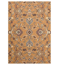 Golden ochre Persian floral medallion hand-tufted wool rug