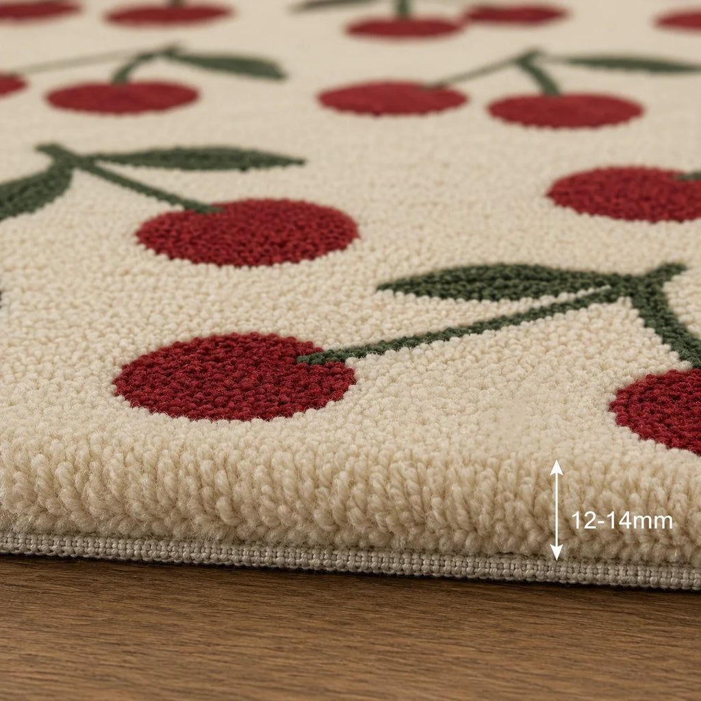 Ivory red fruit wool rug