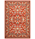 Traditional orange floral hand-tufted wool rug with Oriental design