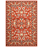 Traditional orange floral hand-tufted wool rug with Oriental design