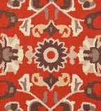 Classic Oriental wool rug with ornate floral and vine border