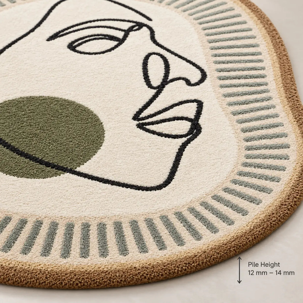 Olive Dot Abstract Face Hand-Tufted Wool Rug