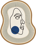 Blue Dot Abstract Face Hand-Tufted Wool Rug