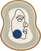 Blue Dot Abstract Face Hand-Tufted Wool Rug