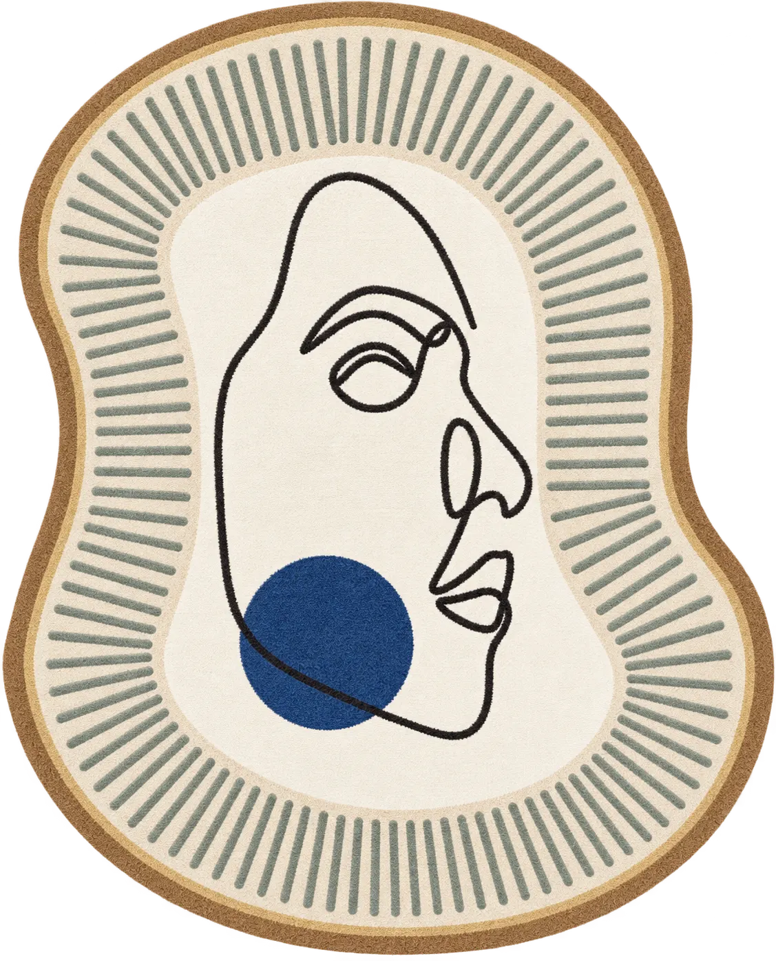 Blue Dot Abstract Face Hand-Tufted Wool Rug