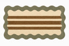 Rectangular rug with striped pattern on a white background
