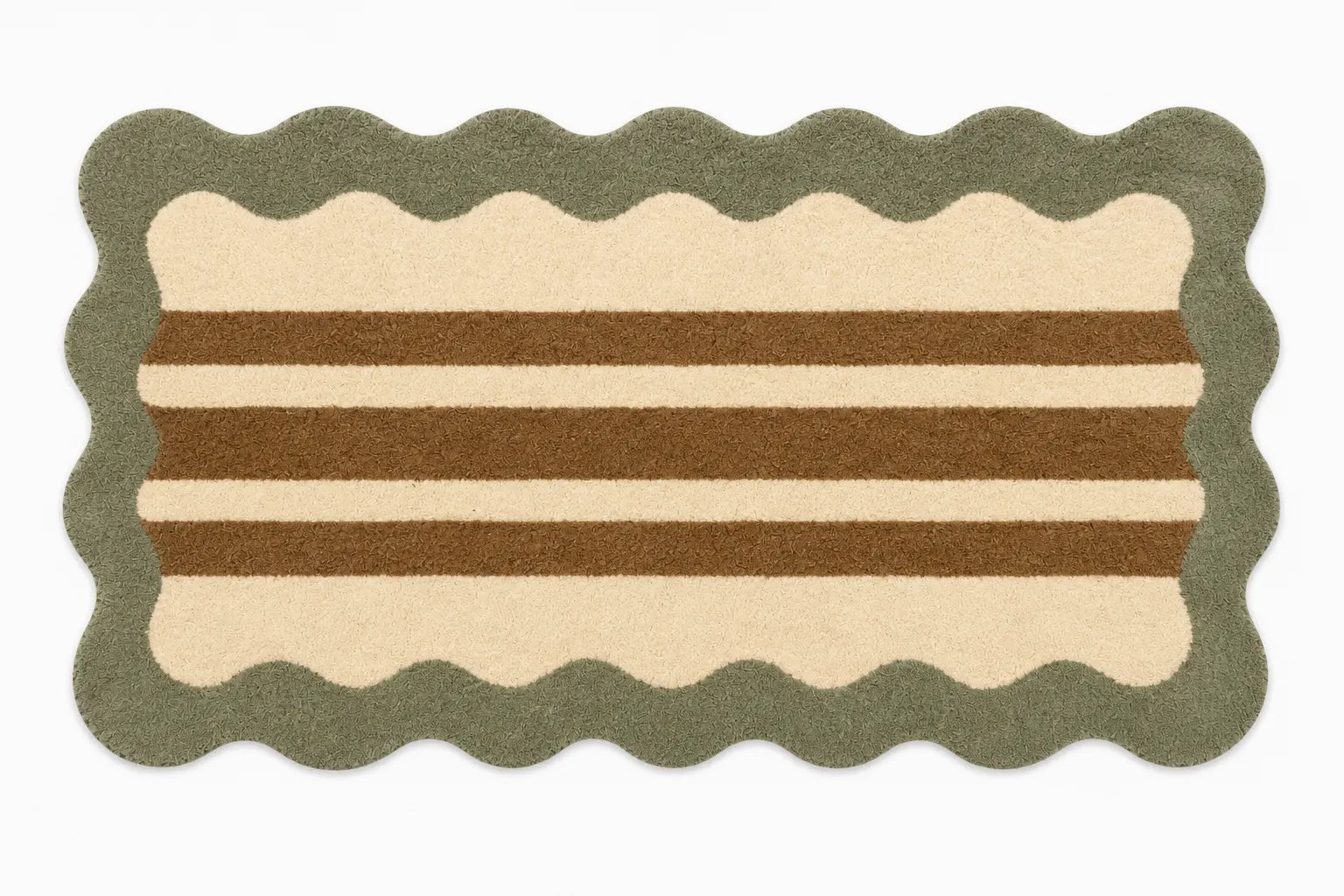 Rectangular rug with striped pattern on a white background