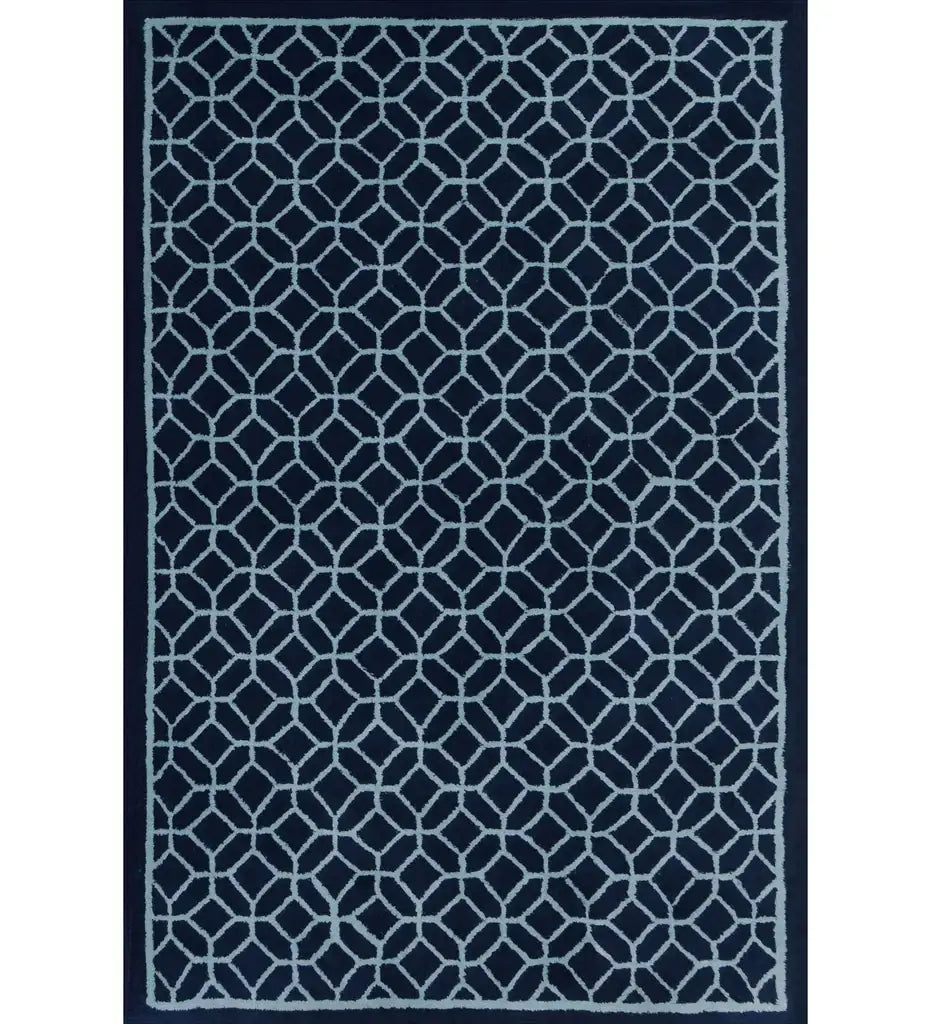 Midnight Lattice Wool Rug Hand tufted