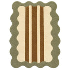 Rectangular rug with striped pattern on a white background