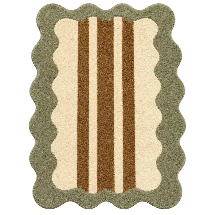 Rectangular rug with striped pattern on a white background