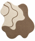 Rug with wavy brown and beige pattern on a white background