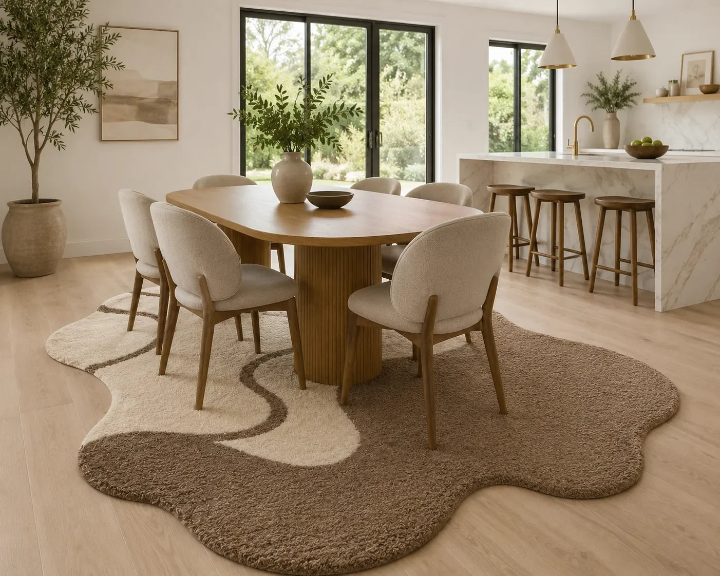 Mocha Drift Abstract Hand-Tufted Rug