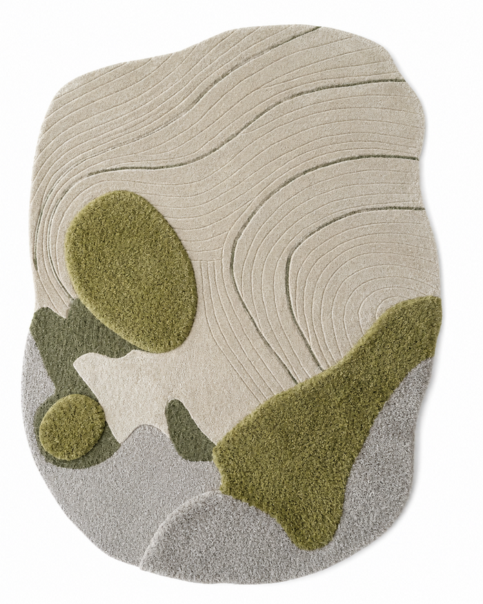 Round rug with a natural pattern on a white background