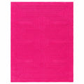 A bright pink rectangular rug with a raised geometric maze-like pattern, shown flat against a white background.