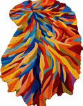 Multicolor Abstract Leaf Irregular Area Rug - Hand Tufted
